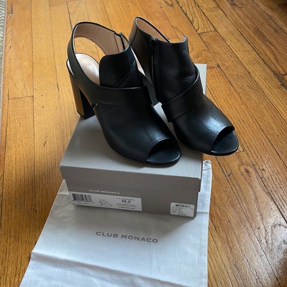 Club Monaco, booties, open toe, heeled sandals, black, size 39.5 - Picture 2 of 10